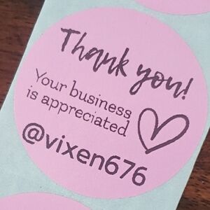 50 CUSTOM THANK YOU STICKERS LARGE ROUND TWO INCH PINK HEART